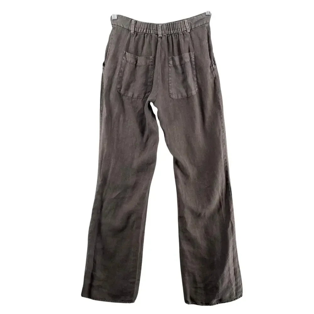 Zara Cotton Blend? Linen? Wide Leg Trouser Pant Womens S Grey Lightweight Casual